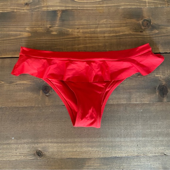 Zingara Red Ruffle Low Rise Bikini Bottoms - Picture 2 of 9